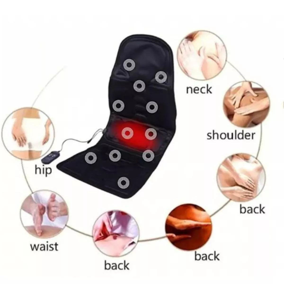 Elektrischer Rückenmassagegerät, Stuhlkissen, Vibrator, für Zuhause, Auto, Büro, Taillenschmerzlinderung