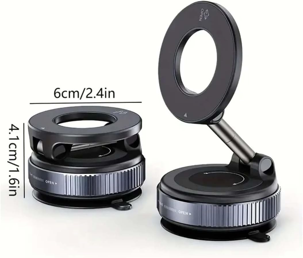 Magnetisk telefonholder med vakuum-sugekop, bilholder med 360° rotation