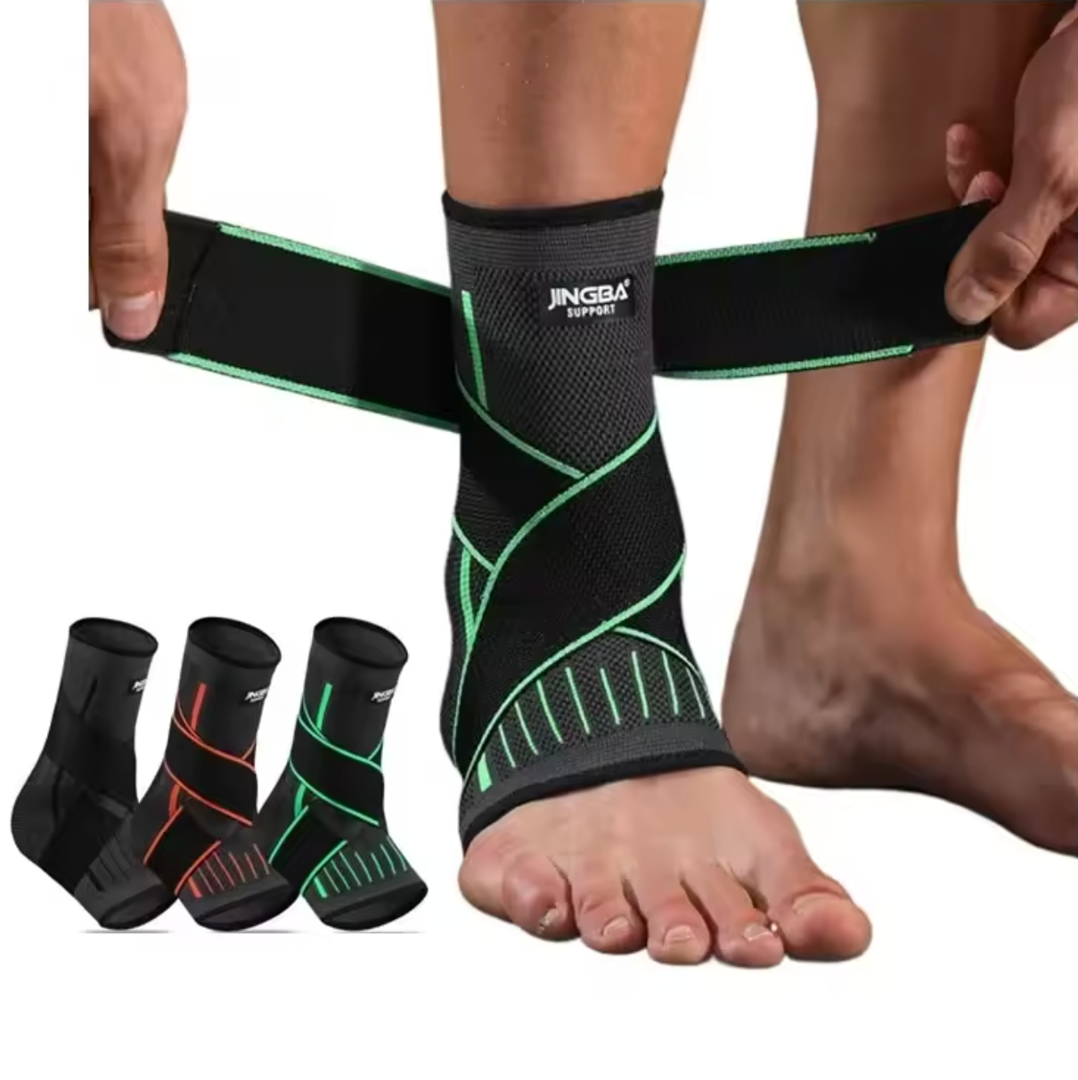 Supporto elastico per caviglia in nylon a compressione con fascia traspirante