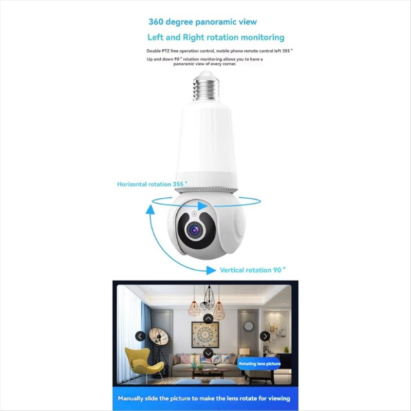 Lampadina con telecamera di sicurezza intelligente a 360°