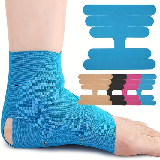 Cerotto Kinesiologico per Caviglia, Nastro Elastico Premium in Cotone Originale per Attività Sportive
