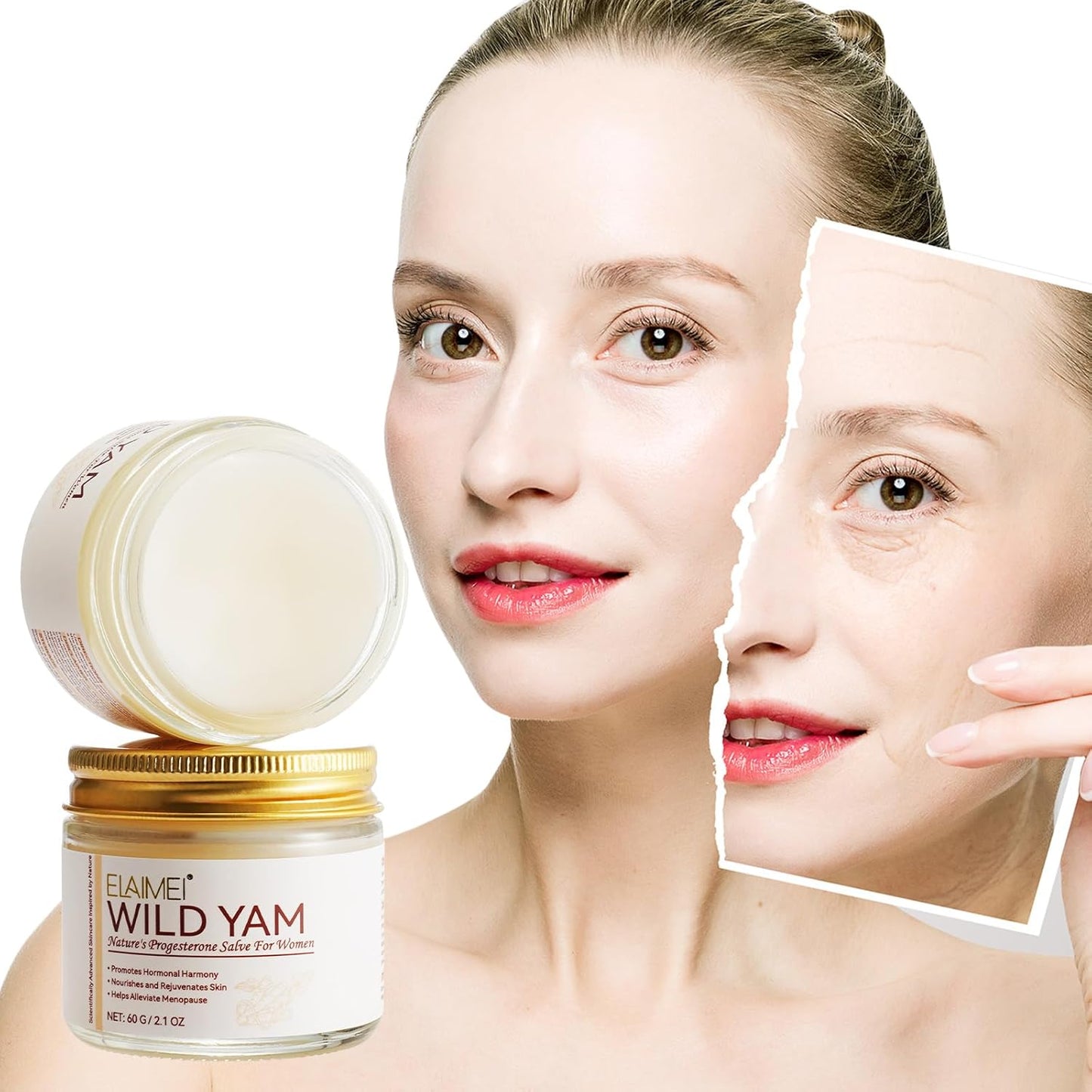 Crema biologica di igname selvatico per l’equilibrio ormonale, crema idratante alla radice di igname selvatico, sollievo per la pelle secca.