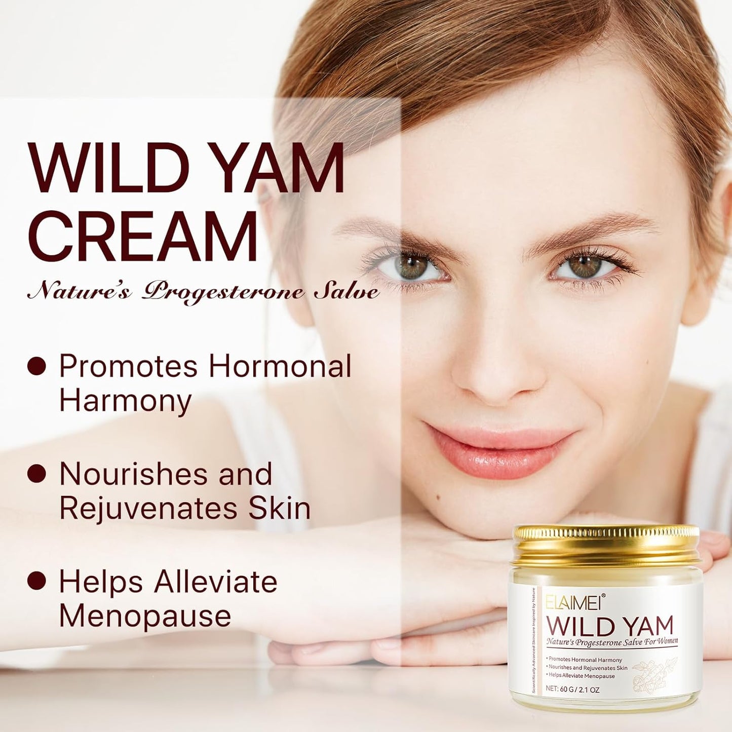 Crema biologica di igname selvatico per l’equilibrio ormonale, crema idratante alla radice di igname selvatico, sollievo per la pelle secca.
