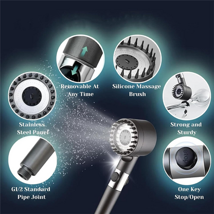 High-Pressure Ionic Shower Head Massager