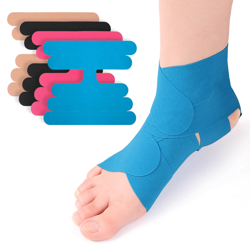 Cerotto Kinesiologico per Caviglia, Nastro Elastico Premium in Cotone Originale per Attività Sportive