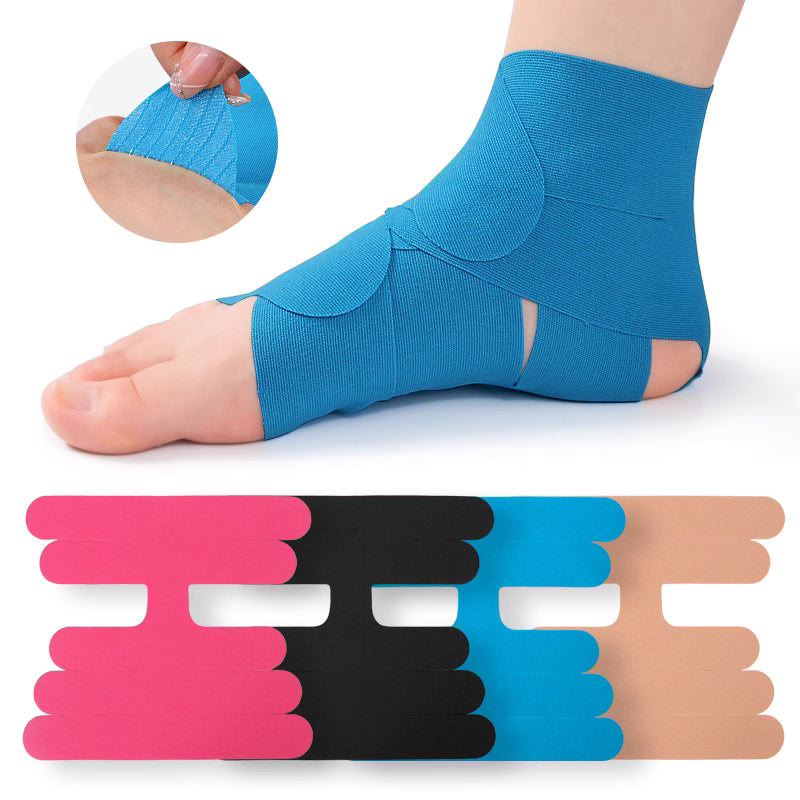 Cerotto Kinesiologico per Caviglia, Nastro Elastico Premium in Cotone Originale per Attività Sportive