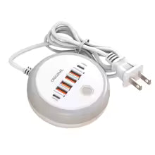 50W USB-snellaadoplader met meerdere poorten en aanraak-LED-licht