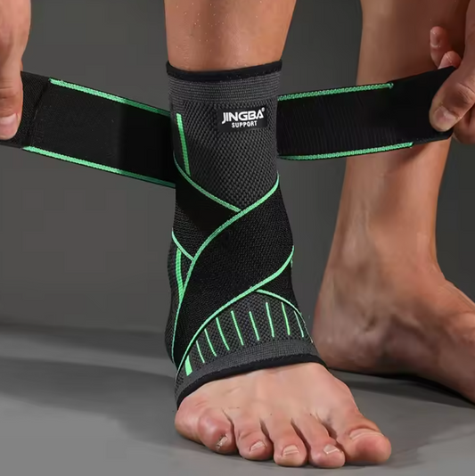 Elastische enkelondersteuning, gebreide nylon compressie enkelband met band, ademende enkelbrace