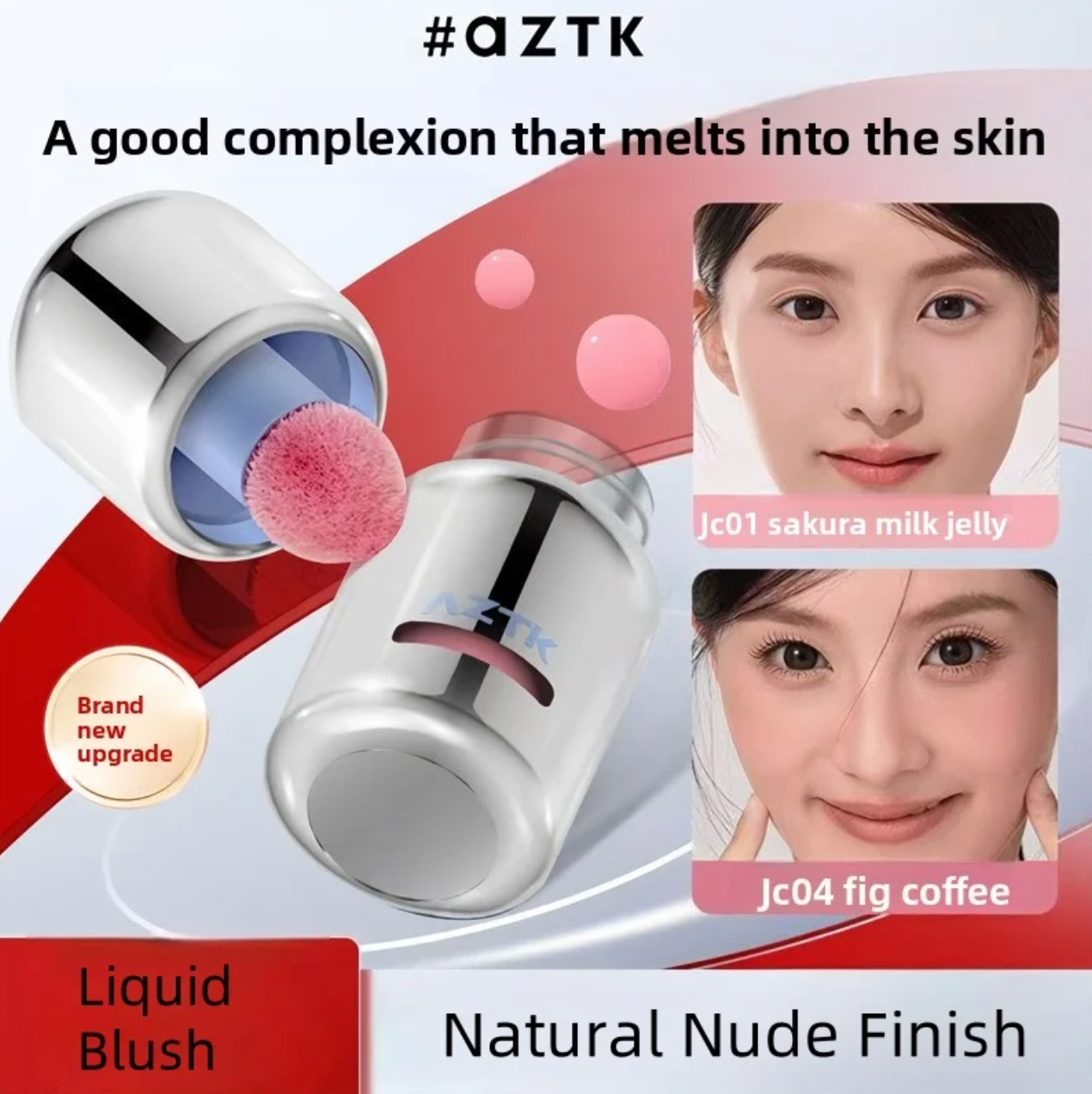 Balsamo Liquido AZTK per Guance, Illuminante, Contorno, Stick Crema Opaco, Flush Naturale, Modellante Viso, Lifting, Lunga Tenuta