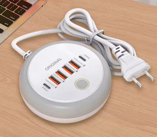 50W multiport USB-hurtigoplader med touch LED-lys