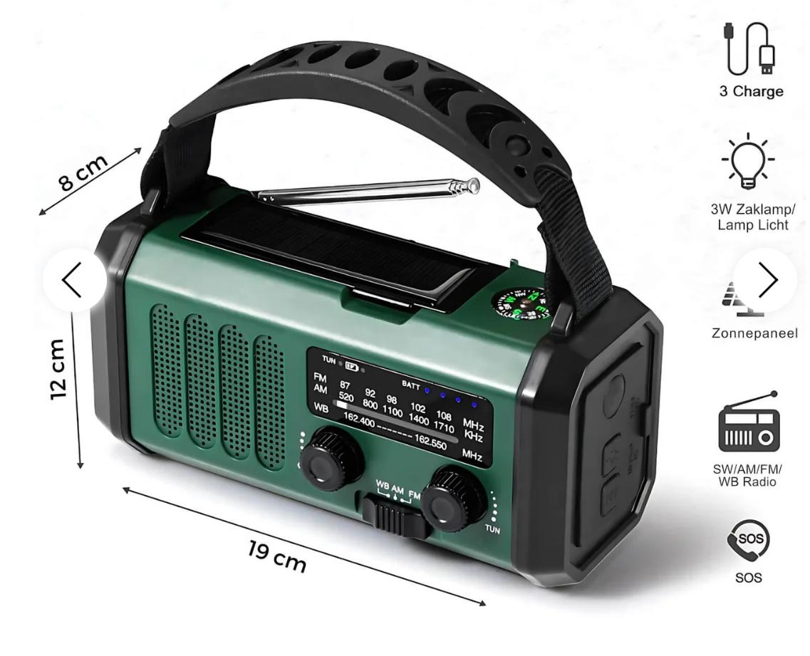 Draagbare Noodradio FM/AM LED Touchlamp USB Opladen SOS Alarm